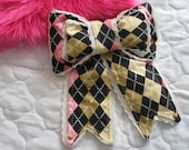 bow brooch argyle plaid preppy lolita rockabilly pin fairy kawaii womens accessory