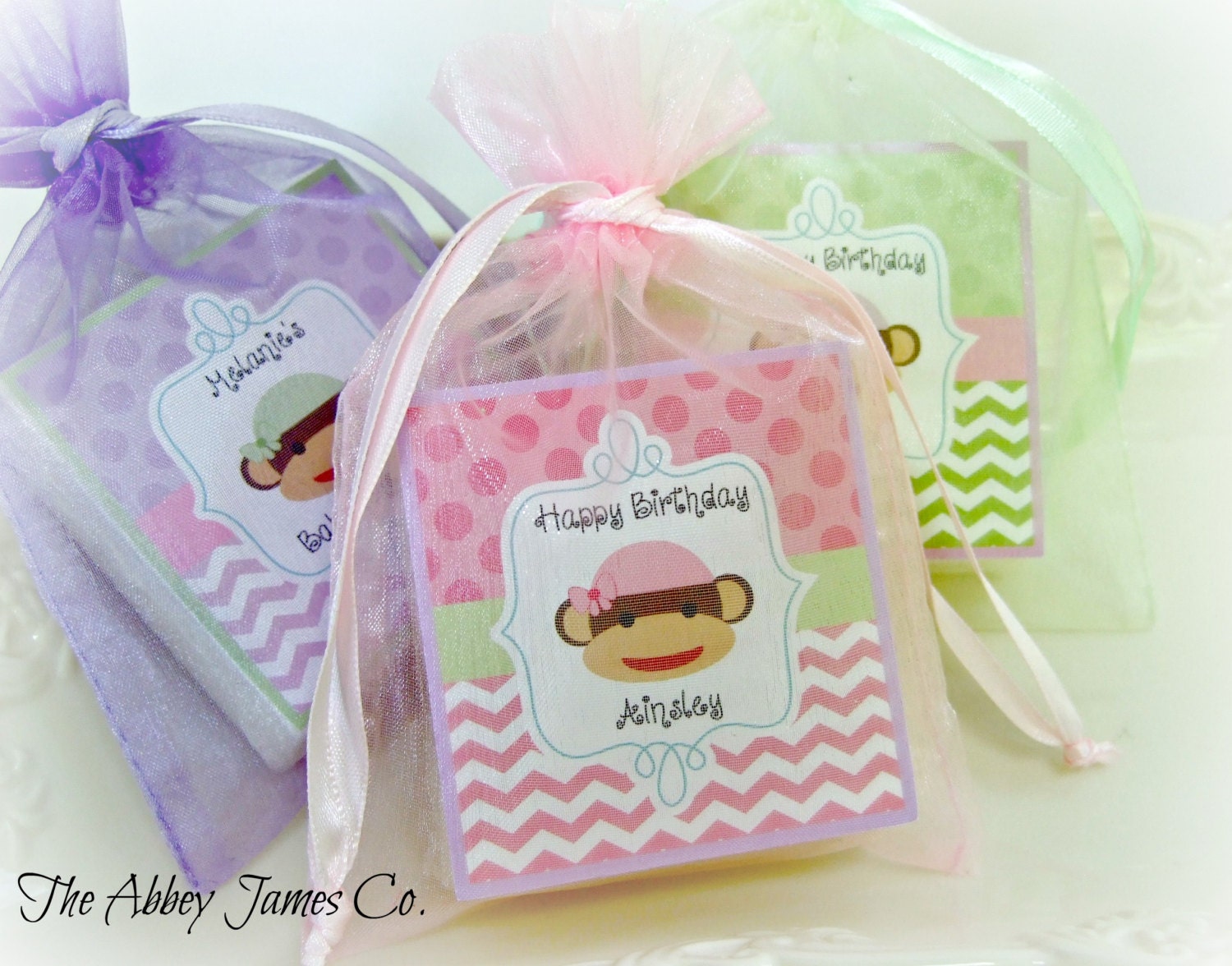 Baby Shower Favors, Birthday Party Favors,  Baby Shower Monkey, Sock Monkey favors, set of 12 soap favors