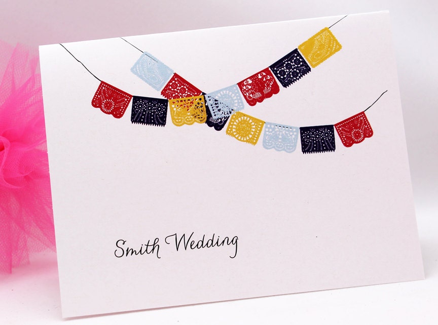 12 Personalized Stationery Papel Picado Traditional Mexican Banner