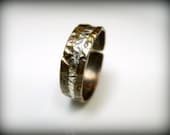 ON SALE - Darkened Brass and Fine Silver Ring Band - One of a Kind
