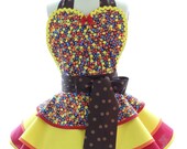 Retro Apron - M&M Womans Aprons - Vintage Apron Style - Candy Pin up Chocolate Rockabilly Cosplay Lolita