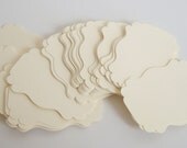 50 Blank soft butter cream fancy labels, place cards, scrapbook embellishment, fancy tag, blank  tag, real estate sign die cut