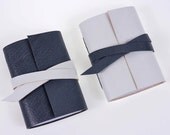 Leather Mini Journal - Powder Grey & White - little luxury gift notebook, book SHIPS NOW