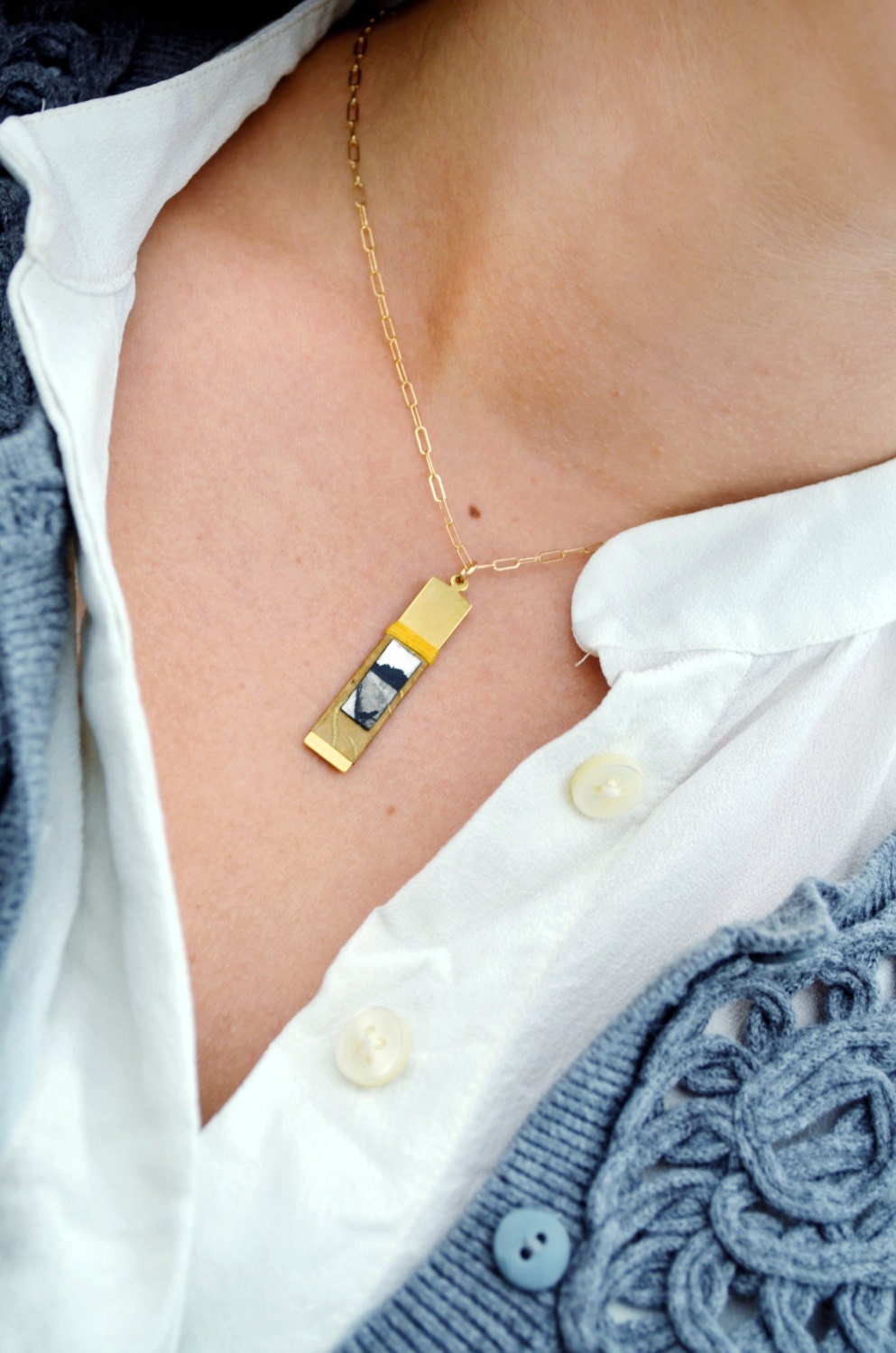 The Brea Original Art Necklace: Thin and Golden