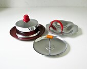 Serving Set - Chrome Bakelite - Butter Cheese Keeper - Candy Nut Dishes