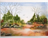 Forest Clearing - Original Watercolor Painting 5x7 inch