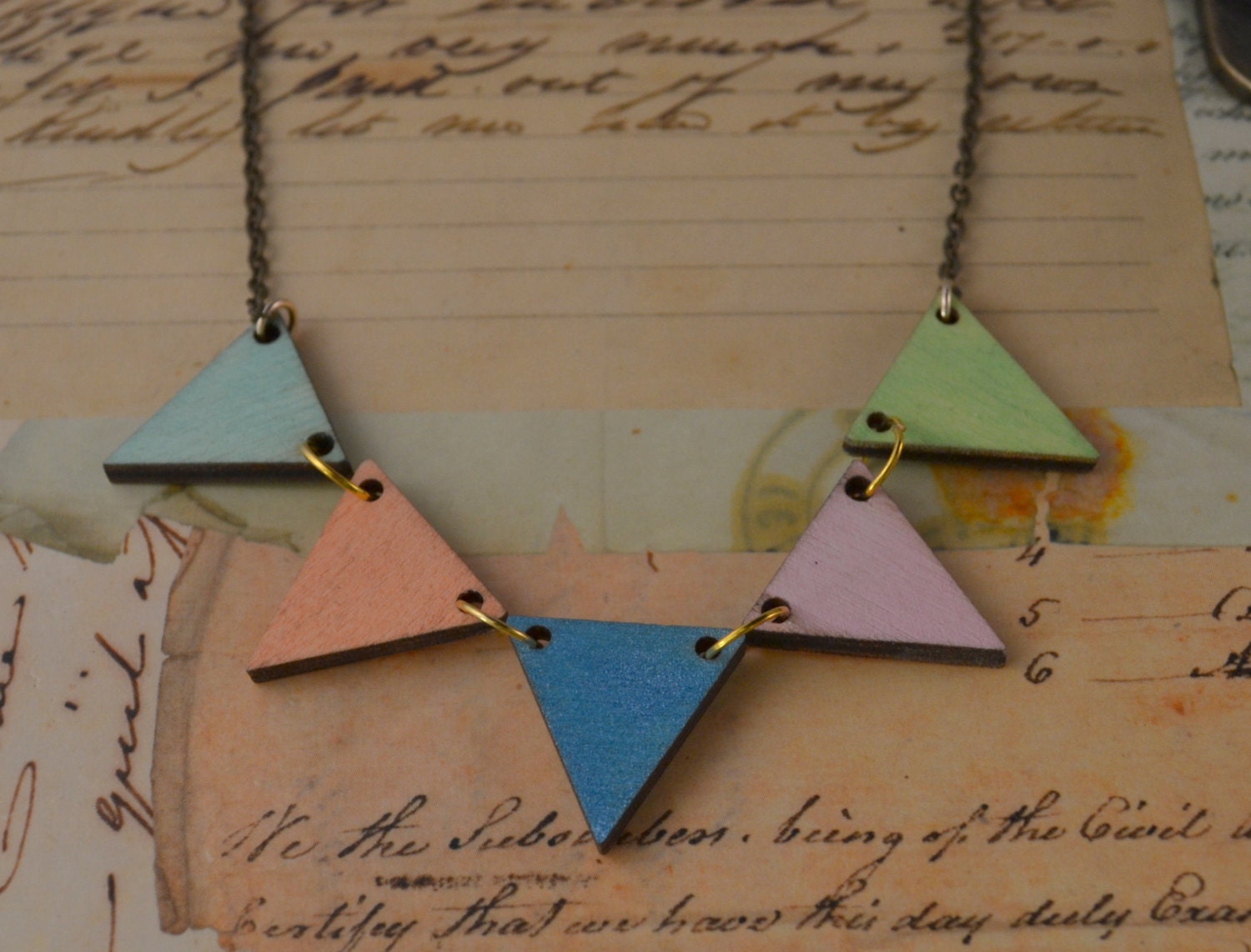 Banner Necklace with Colorful Wood Beads
