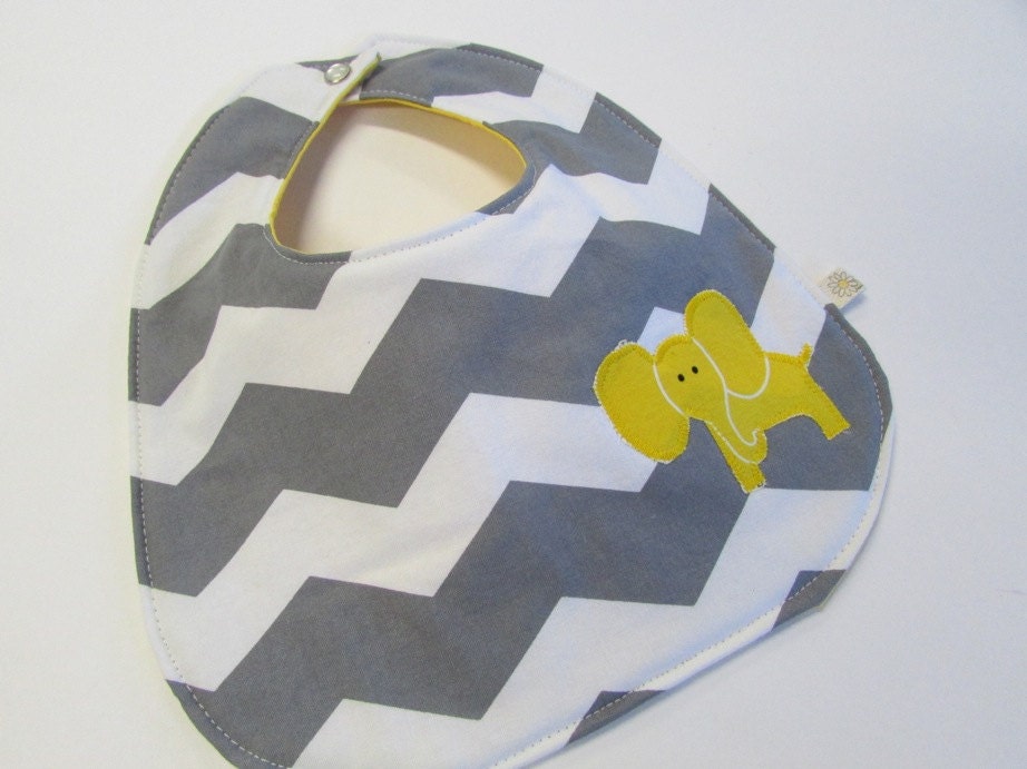 Chevron Elephant Bib - Choose Your Elephant Color - Custom Made to Order - Infant Bib - Reversible