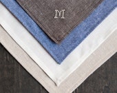 Handkerchief Pocket Square Custom Cross Stitch Monogram or Date - natural linen