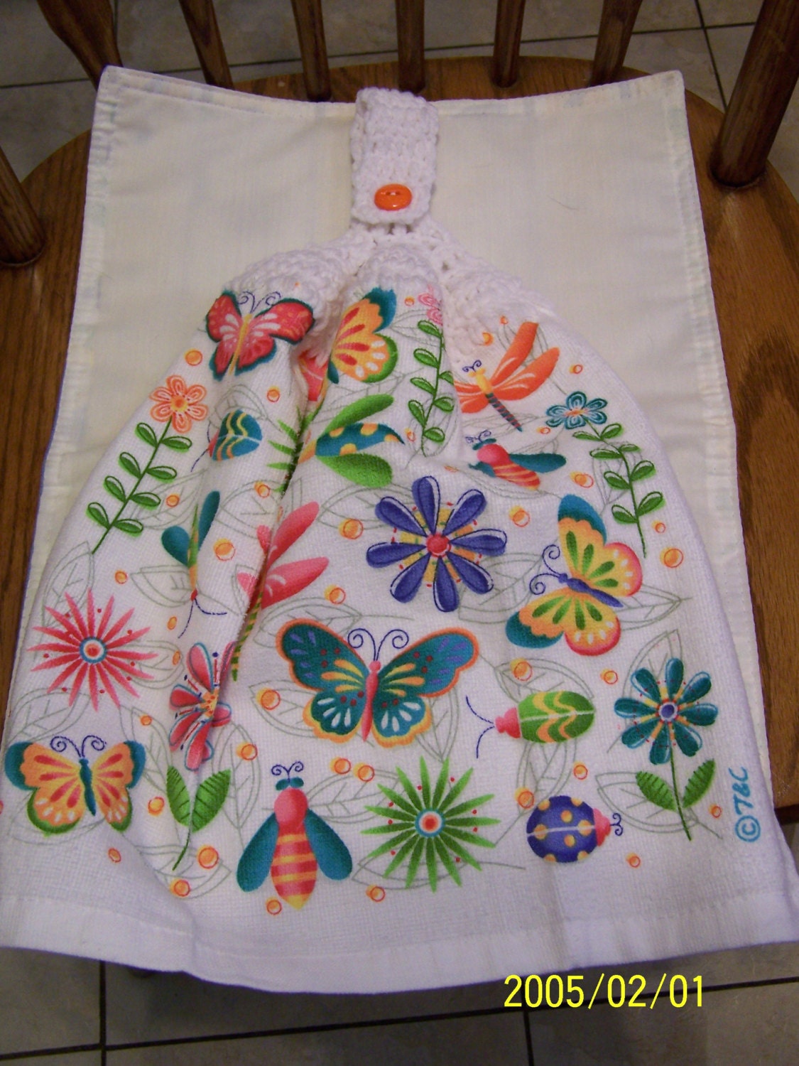 Colorful Creatures That Fly Crochet Top Kitchen or Bathroom Towel