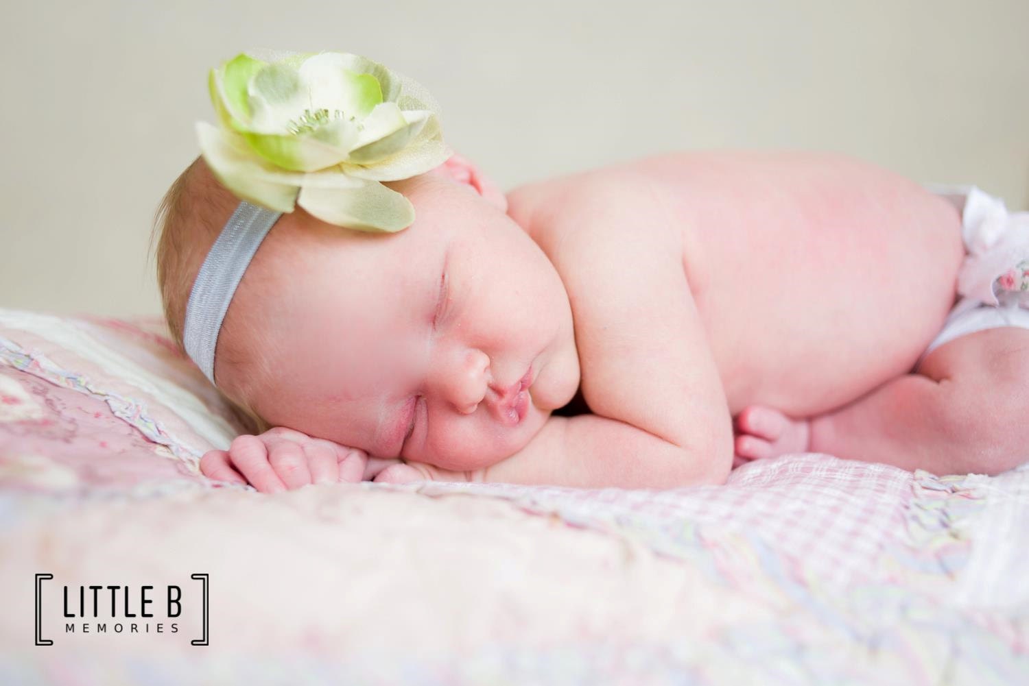 baby Headband - Baby Flower Headband - Infant Headband - Toddler Headband - green shades flower on silver or ivory headband