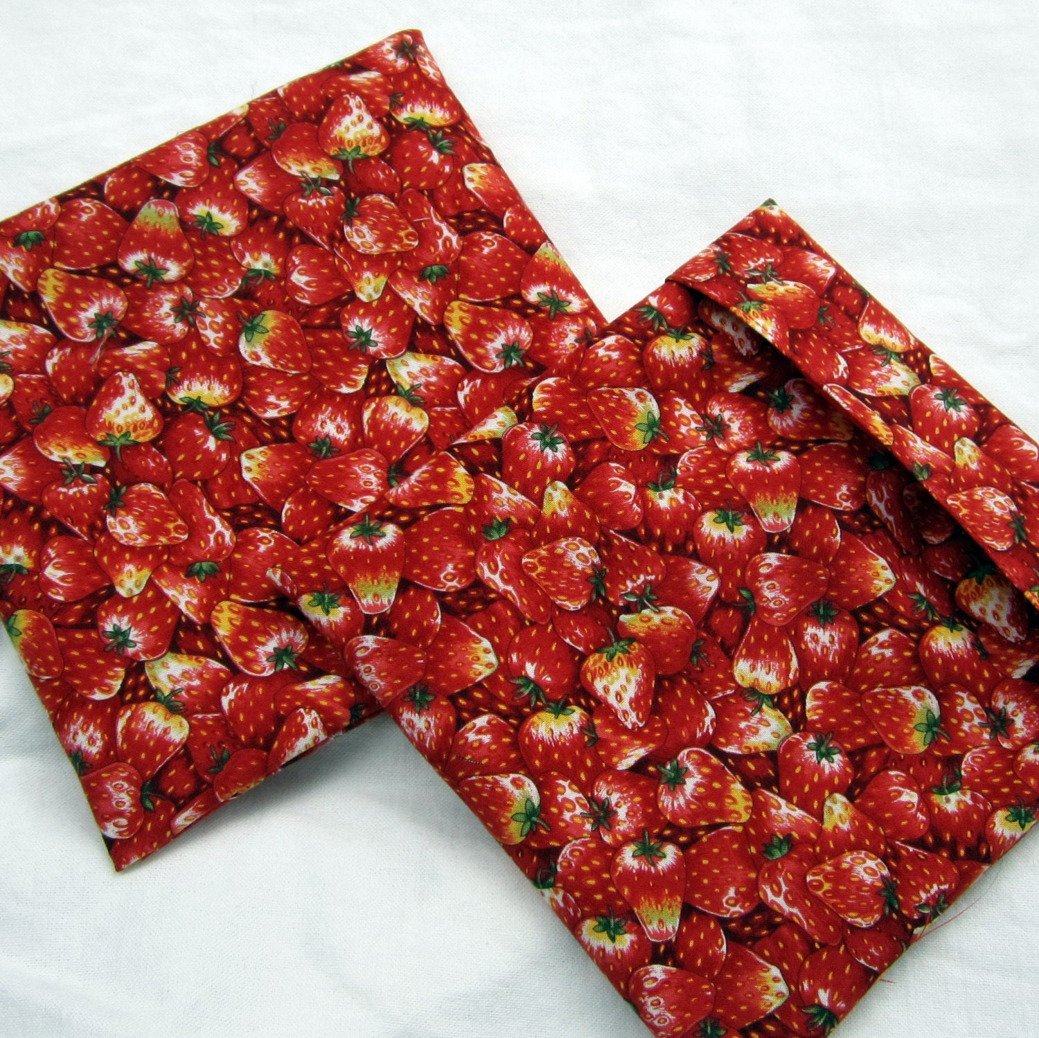 Lined LARGE FlipFlap Sack--Strawberries Sandwich bag