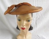 1950's Vintage Balibuntal Brown New Look Hat from Herbert N. Bush Flint Michigan