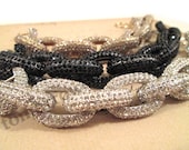 SaLE - ships today - Pave bracelet TU Chunky Link PAVE BLiNG - Arm Candy - Gold Silver Black with GLaSS Rhinestones (normally 38)