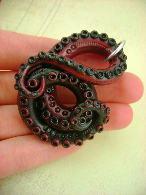 Unknown Aquatic Specimen Tentacle - Copper Into Black - Necklace / Pendant