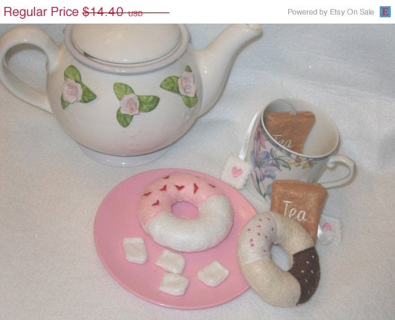 SALE PLAY FOOD Pretend Felt Tea Party Set Perfect for Valentines Il_170x135