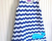 Whale Dress in Blue - Jumper Sizes 12-18 mos, 2T, 3, 4, 5, 6, 7 by The Trendy Tot