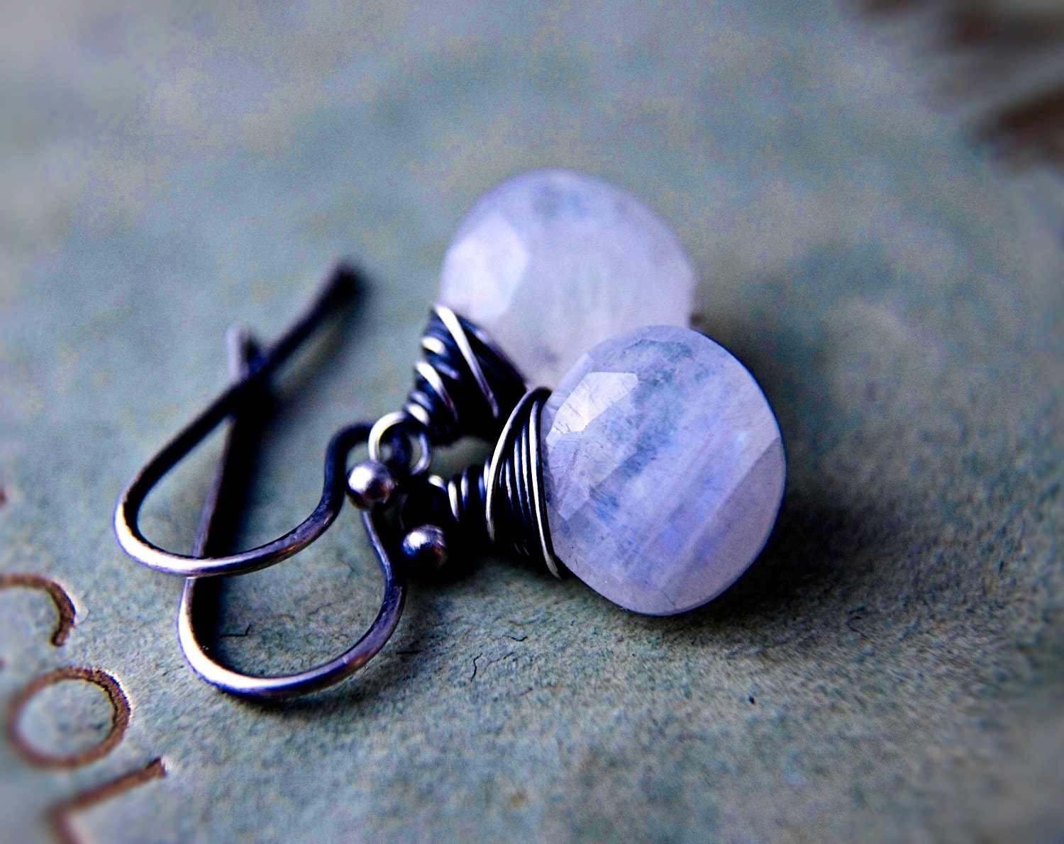 Moonbeam Drop Earrings Moonstone Jewelry Silver Galaxy Dangle PoleStar Dangle Earrings