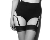 Black Bamboo 'Cleo' High Waisted Garter Knickers