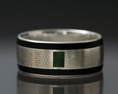 Mokume Gane with Black and Green Jade Inlay Ring