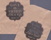 Candy Buffet Bag, Kraft Paper Bag, Custom Candy Bag, Cookie Bag, Candy Bag, Favor Bag, Treat Bag, Personalized, Chalkboard, Chalk Set of 100