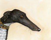 A Little Poetic - Greyhound Art Print - LARGE  signed print