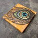 Mini Painting: Peacock Feather on Gold Original Miniature Acrylic, Mini No. 005