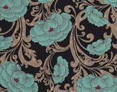 Riley Blake Serenity Peonies in Aqua and Black