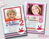 Splashing Crab - Pool, Beach or Summer Theme - Birthday Party Invitation (Digital File OR Cardstock Printed Cards Also Available) Il_170x135