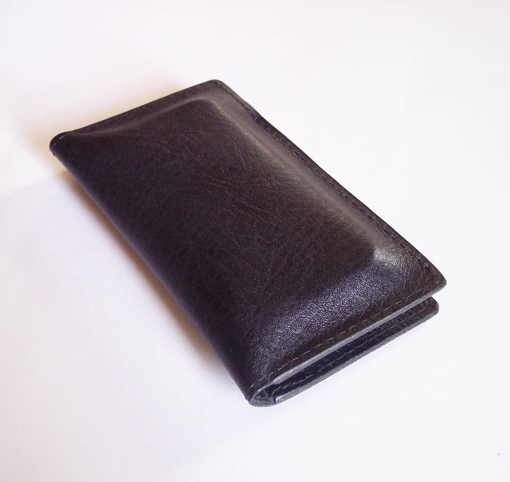 Black Leather iPhone 5 or 4s Wallet Case with Credit Card Pockets
