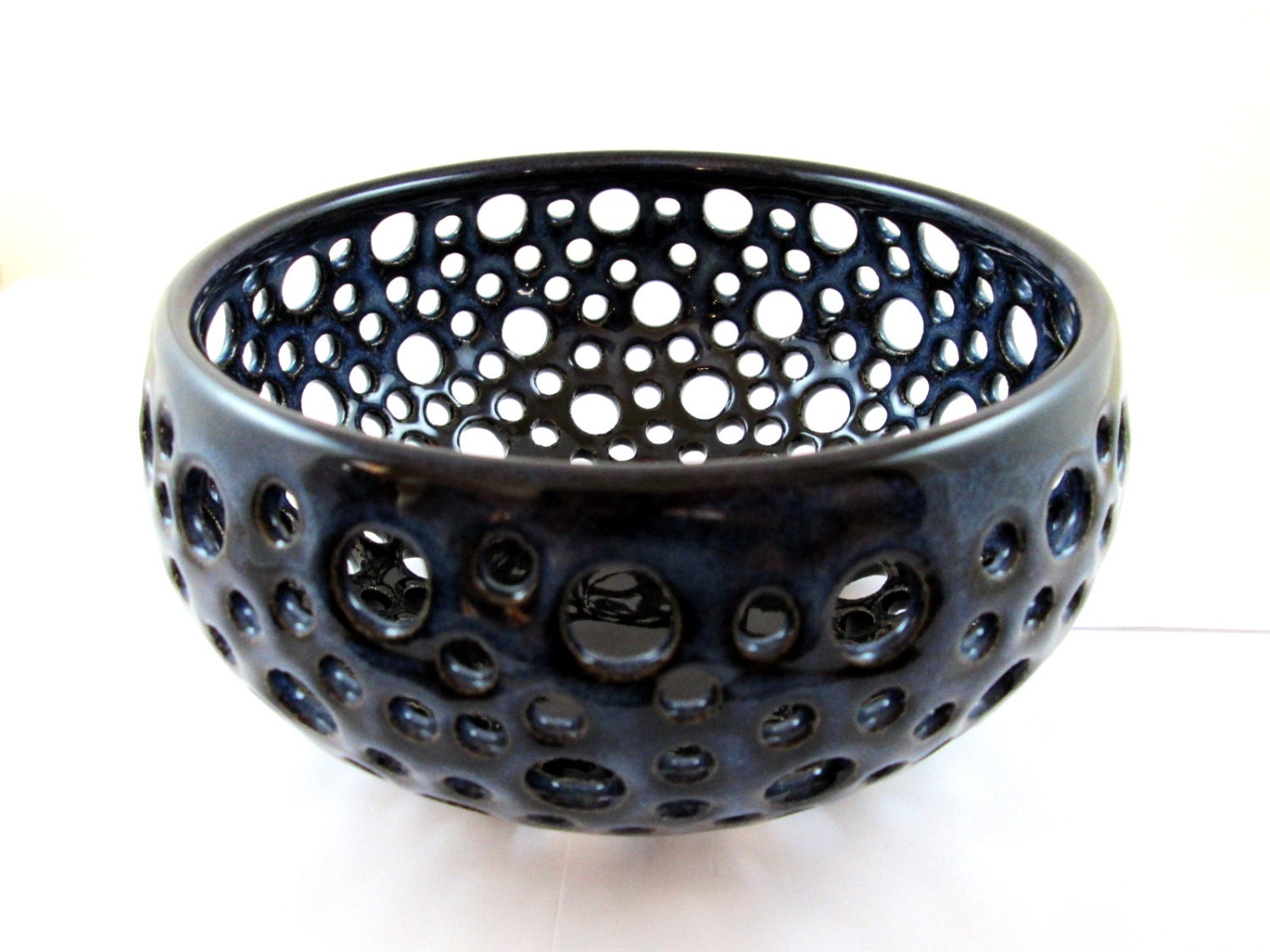 Pottery lace bowl, fruit bowl, decorative center piece, wedding gift - IN STOCK No.87