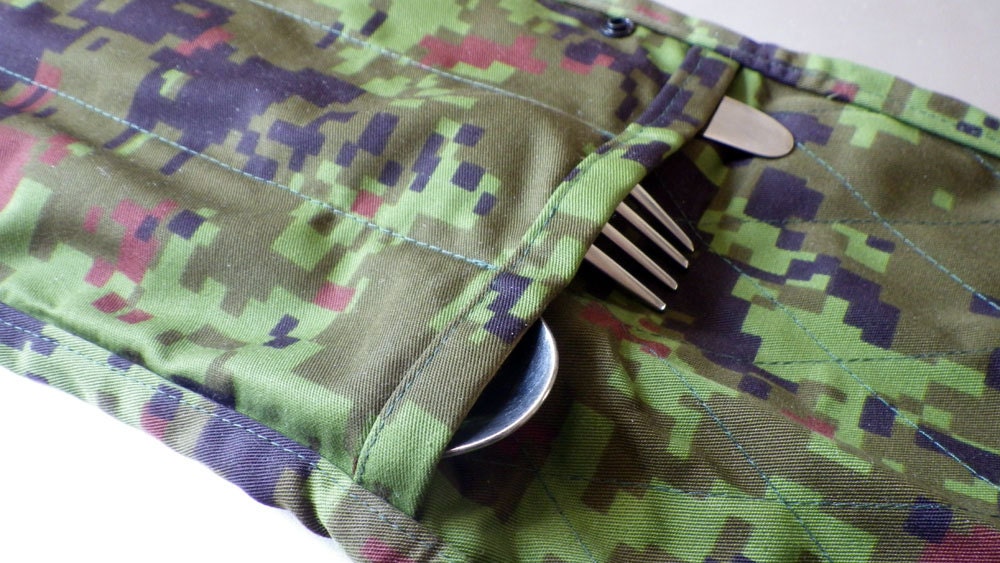Cutlery Roll, Camo Picnic Cutlery, Camouflage Cutlery Case, Black Snaps, Knife Fork Spoon Roll