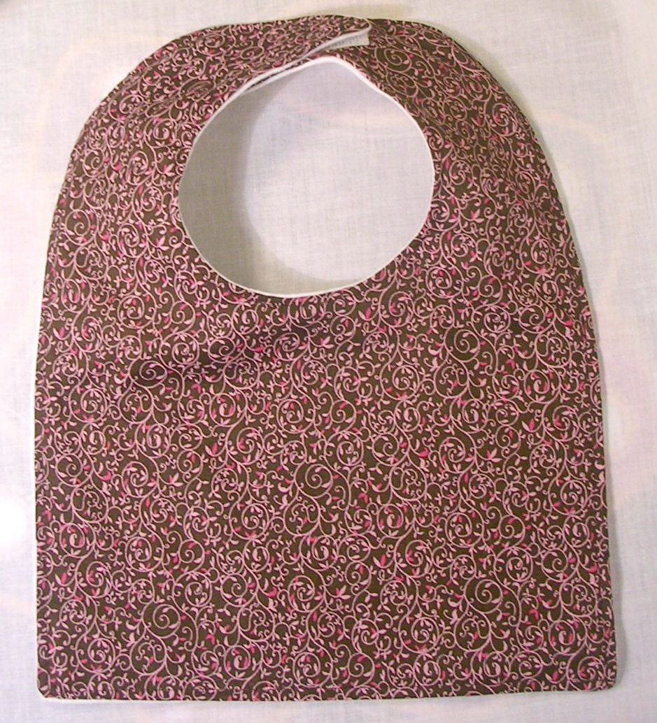 Baby Bib Pink Brown Flourish - Clearance