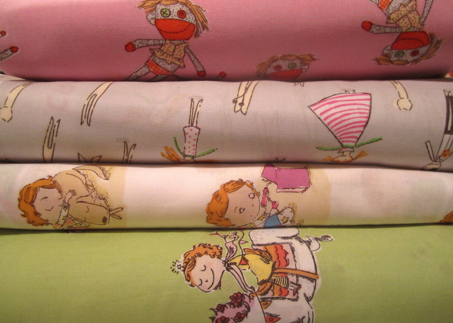 Heather Ross Crafty Chloe Fat Quarter Set - Cotton Fabric - 4 FQs