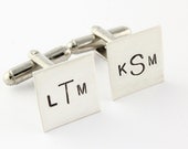 Personalized Cufflinks - Custom Sterling Silver Monogram Cuff Links - Father's Day Gift