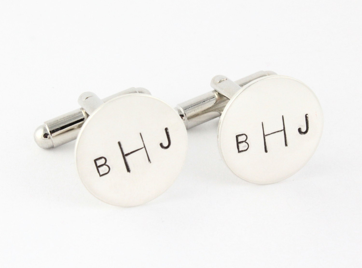 Personalized Sterling Silver Cufflinks With Gift Box - Custom Cuff Links - Monogram Cufflinks - Shirt Fasteners - Groomsmen Gift