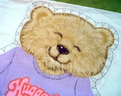 1980s Vintage Fabric Cutout - Huggable Bear Printed Fabric - Stuffed DOLLS - Shirt Tales Hallmark