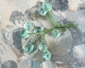 Vintage glass teardrops  on wire soft Peridot green  set of 10 pieces