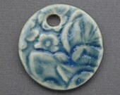 Porcelain Flower Pendant in Blue Green