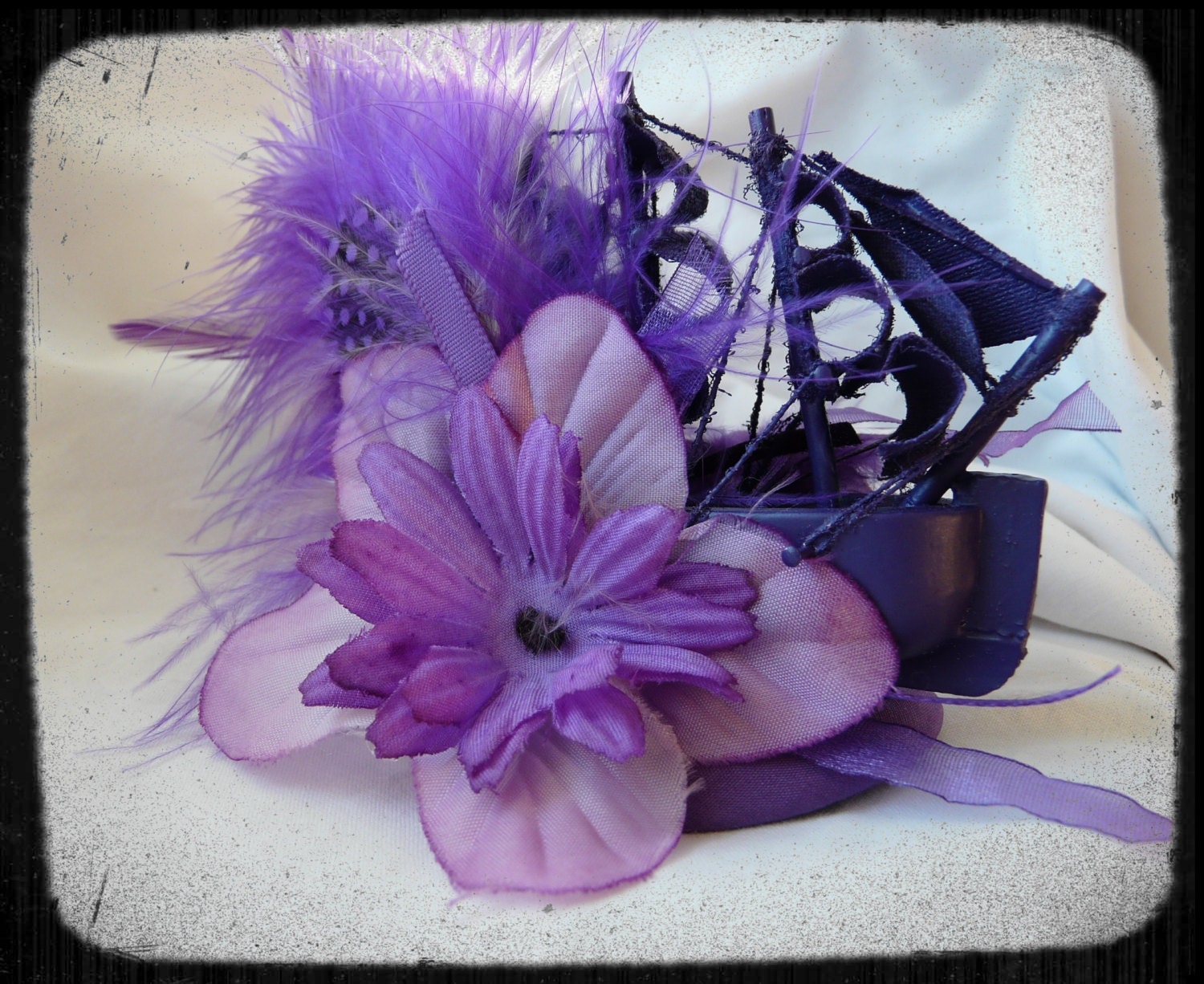 Small Gold and Cream Galleon Fascinator - Hairpiece -Hat -Headpiece