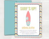 surfer girl. surfing pool party birthday invitation. printed and handmade Il_170x135