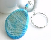Turquoise Blue Agate Key Ring, Men's Keychain, Dragon Vein Stone