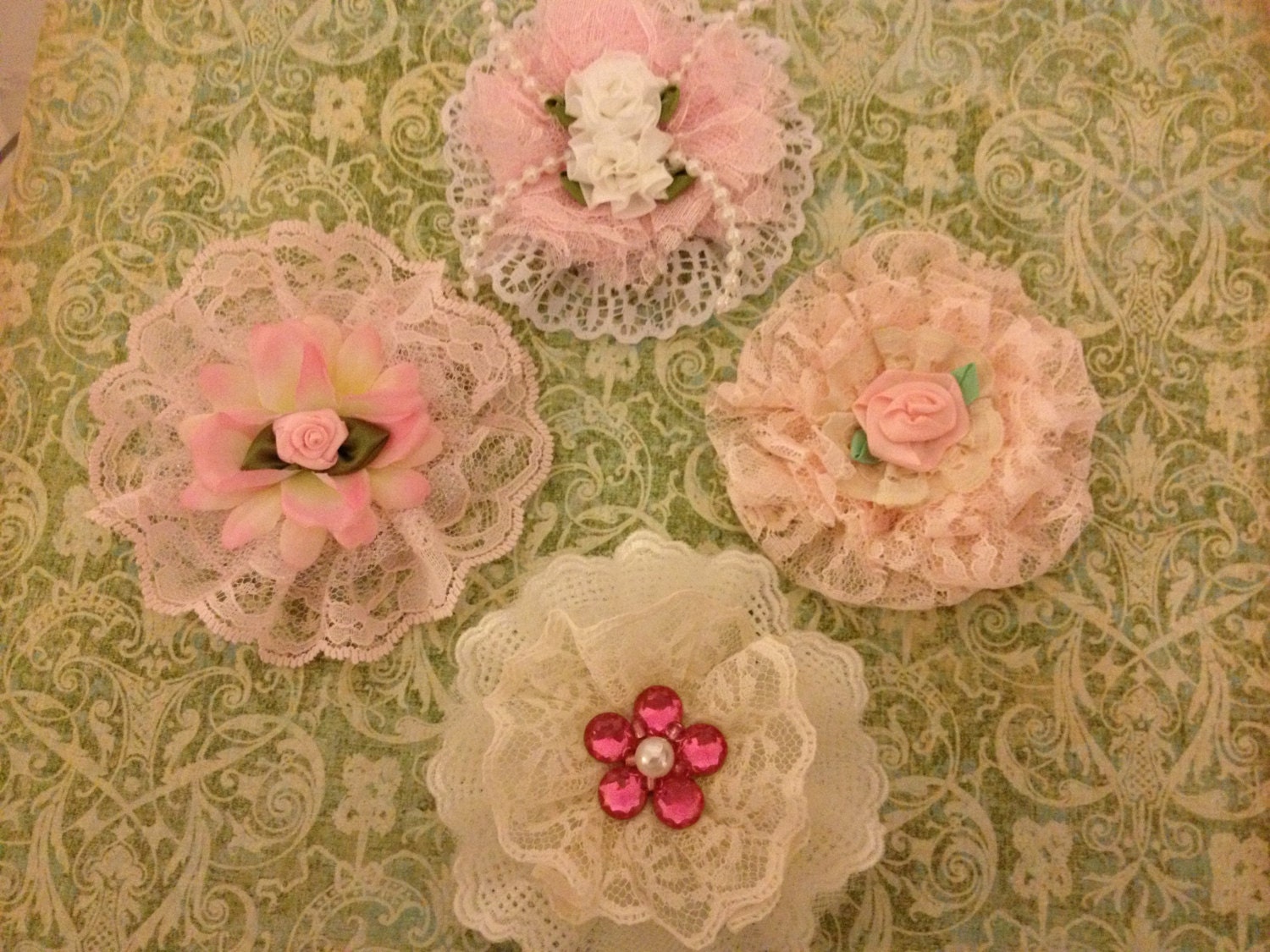 Shabby Chic Rosettes,  Embellishments, Applique, Headbands, Mixed Media, Holidays, Home Decor, Accessories, Package Toppers, Etc