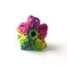 Crochet Ring Fiber Ring Flower Applique Yellow Green Pink on Emerald Green Band