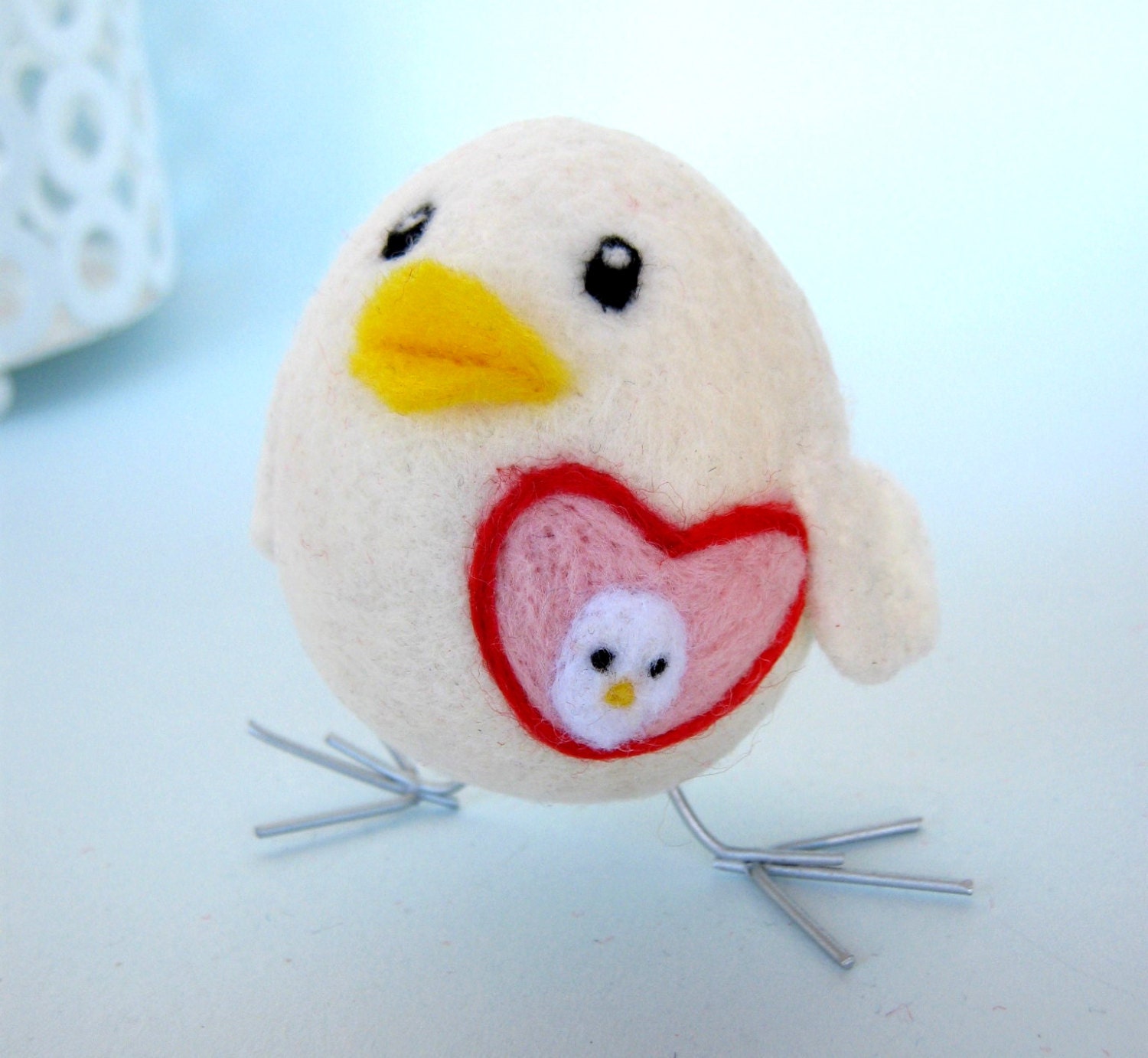 Heart's child - Foster Mom - Needle Felted Bird - Wool Felt