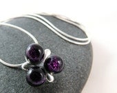 Trinity Necklace in Royal Purple - Petite Fused Glass Necklace - Purple Glass Necklace