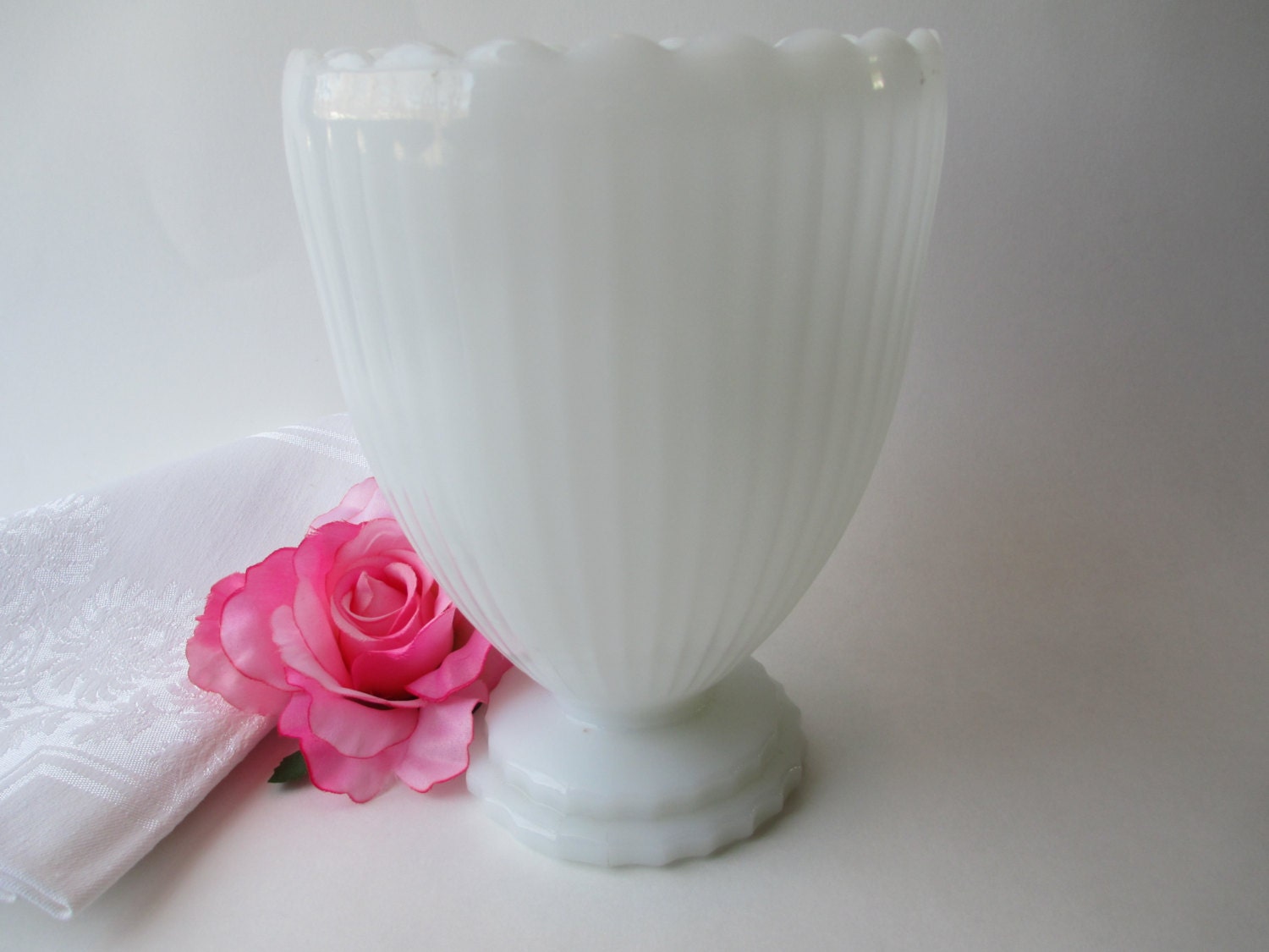 Beautiful Vintage Napco Milk Glass Footed Vase