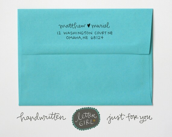 Muriel Handwritten Address Stamp: your choice of self-inking or red rubber
