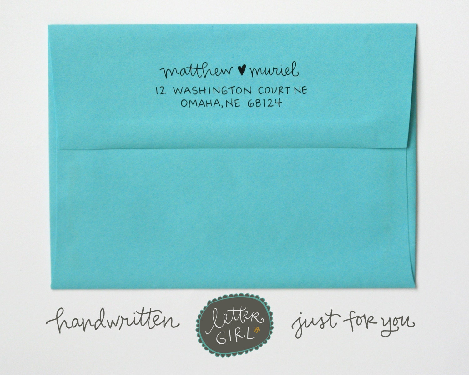 Muriel Handwritten Address Stamp: your choice of self-inking or red rubber