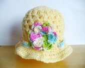 Yellow Cotton Summer Hat with Flower